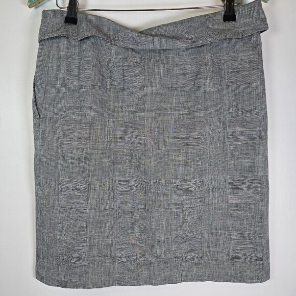 Cordelia Anthropologie Linen Glen Check Wide Folded Overlay Skirt, Sz 6 - Picture 5 of 8